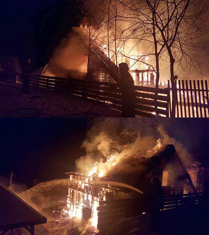 Incendiu la Mărișel, au ars două cabane