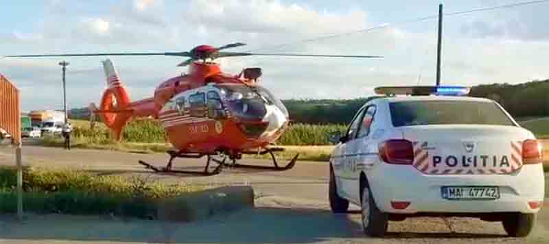 VIDEO Elicopterul SMURD, la accident grav pe raza comunei Ceanu Mare, sat Bolduț